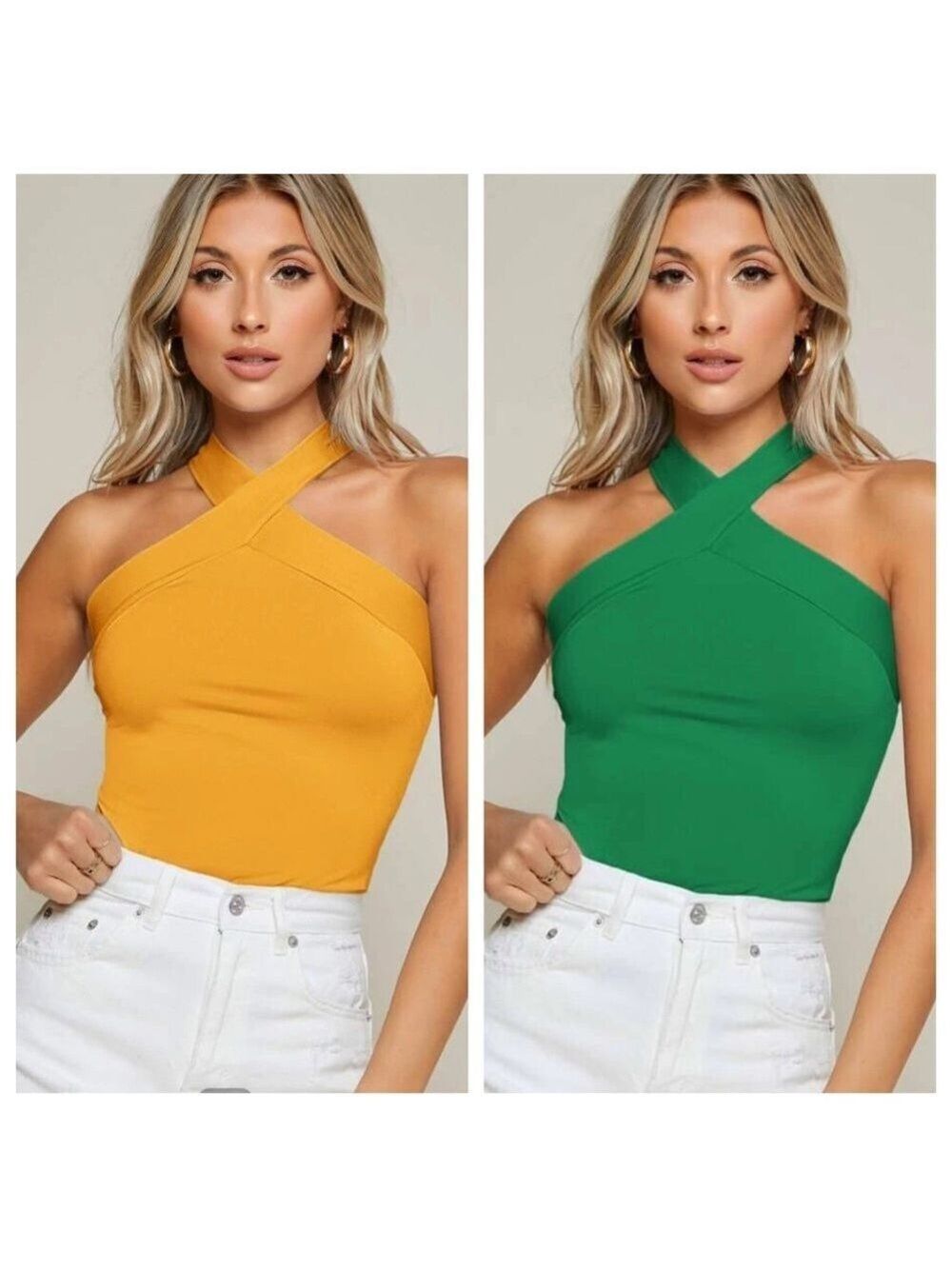 NWT Set of 2 SHEIN BAE Criss Cross Halter Tops Size Large
